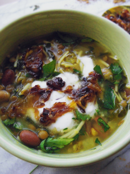 Spiced Lentil and Bean Noodle Soup | Project Yum